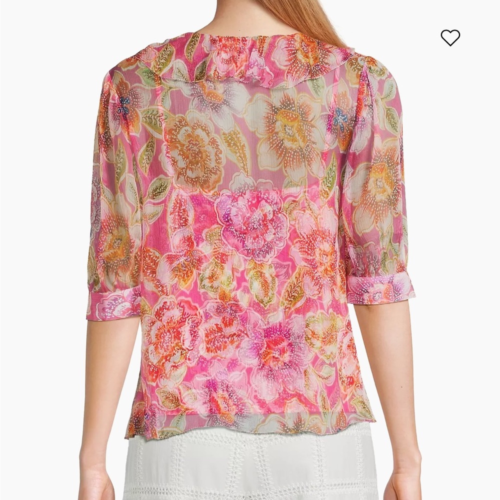 Johnny Was-Jade Collection NWT MARCIA Romantic Silk Floral Ruffle BlouseCami Set - Picture 7 of 16